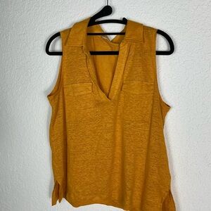 Source Unknown Mustard Sleeveless Linen Tank Top